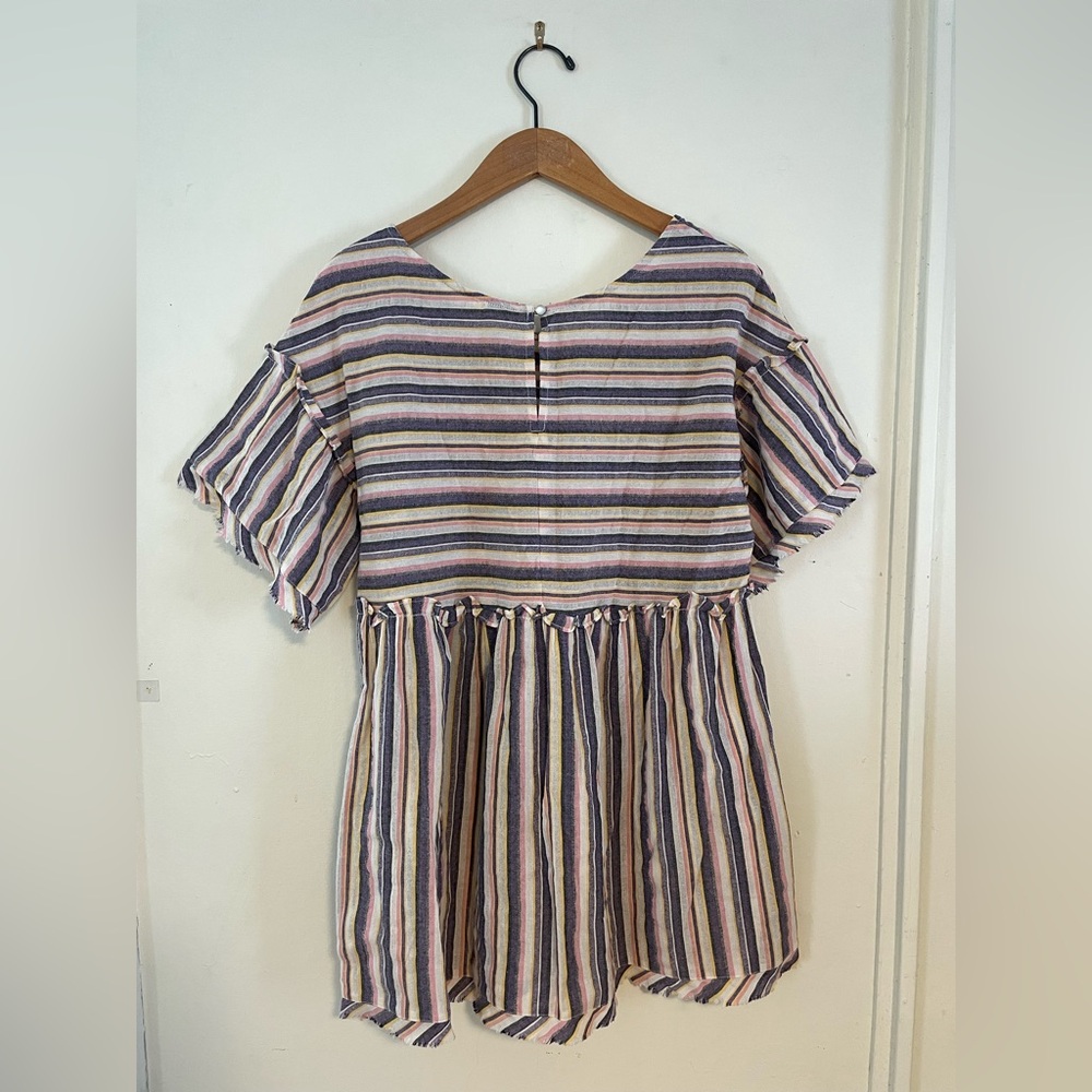 Striped Ruffle Sleeve Dress - Picture 2 of 4